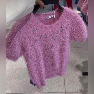ZARA Faux Fur Jewel Sweater 7901/339
